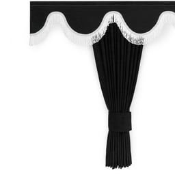 Ensemble basique rideau latéral et bande de pare-brise – aspect alcantara – franges noires et blanches