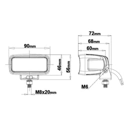 Ledson Raptor 15F LED Luce di Retromarcia Faro da Lavoro ECE R23 90x56x68mm