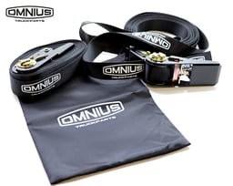 Set di cinghie Omnius 2 pezzi 4 metri 25 mm 800 kg poliestere con borsa di stoccaggio