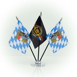 Drapeau-BAV Drapeau 10x15cm Support en plastique noir Tête de mât dorée