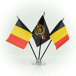 Drapeau-BE Drapeau 10x15cm Support en plastique noir Tête de mât dorée