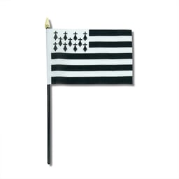 Bandiera FLAG-BRE 10x15cm Nero Supporto in Plastica Punta dell'Asta Dorata