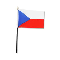 Bandiera FLAG-CZ 10x15cm Nero Supporto in Plastica Punta dell'Asta Dorata