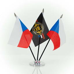Bandiera FLAG-CZ 10x15cm Nero Supporto in Plastica Punta dell'Asta Dorata