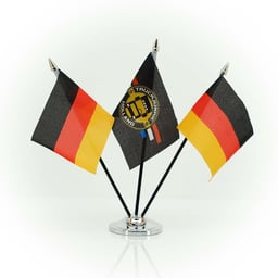 Drapeau 10x15cm Support en Plastique Noir Tête de Mât Dorée