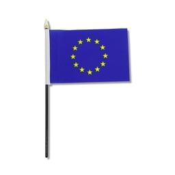 FLAG-EU Fahne 10x15cm Schwarz Kunststoffständer Goldfarbene Mastspitze
