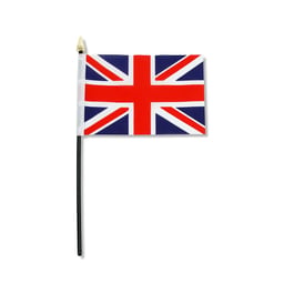 Drapeau-GB Drapeau 10x15cm Support en Plastique Noir Tête de Mât Dorée