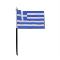 Drapeau GR 10x15cm Support en plastique noir Tête de mât dorée