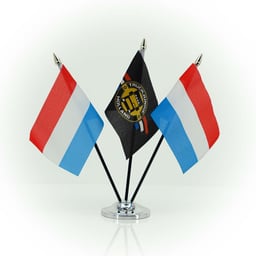 FLAG-LU Flag 10x15cm Black Plastic Stand Gold-colored Masthead