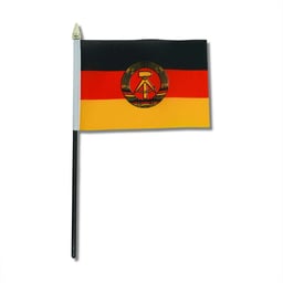 FLAG-OD Flagge 10x15cm Schwarz Kunststoffständer Goldfarbige Mastspitze