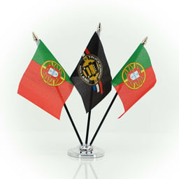 FLAG-PT Flag 10x15cm Sort Plast Stand Guld Farvet Mastetop