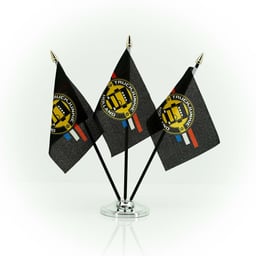FLAG-TJ Flag 10x15cm Sort Kunststof Stand Guld Farvet Mastetop