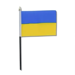 FLAG-UA Drapeau 10x15cm Support en Plastique Noir Tête de Mât Dorée