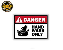 Gevaar Handwas Enkel Sticker 7x10cm Truckstyling