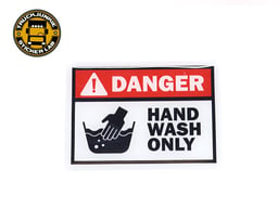 Gevaar Handwas 3D Deluxe Sticker 9cm x 6.5cm