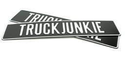TruckjunkiePLAQUE D'IMMATRICULATIONNOIR AVEC IMPRIMÉ BLANC