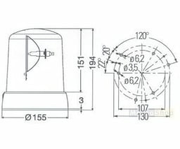 Hella Luce Girevole Alogena Arancione 24V 70W H1 192 RPM ECE R65 Ø155mm