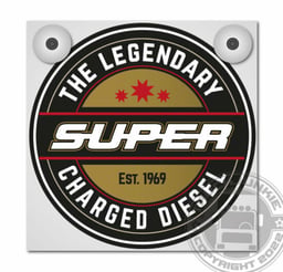 LE LÉGENDAIRE Ensemble de Plaques Avant Diesel Super Chargé 18x18cm Avec Ventouses