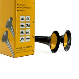 Klaxon à air Basuri 12/24V 12 mélodies 130 dB aluminium noir