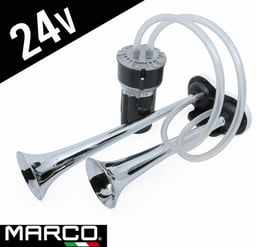 Tromba ad Aria Stile Napoletano 24V con Compressore Elettrico 113 dB Trombe in Metallo Cromato