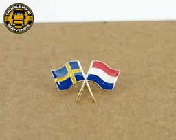 Le Magasin de Souvenirs Nordiques Épingle 2,5 X 1,5 CM Drapeaux Suède Pays-Bas Bords Dorés