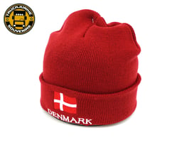 Bonnet Souvenir Nordique Rouge Drapeau Danemark Taille Unique