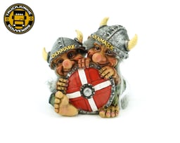 Figurine de Troll Viking Nordique 10CM avec Bouclier Drapeau Danois
