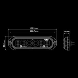 STRANDS Dark Knight Strobe Light 6-LED Double Couleur 125,3x15x35,3 mm IP67/IP69K ECE R65